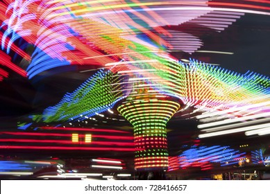 Long Exposure Photography. Carousel Lights And Movements, Uk