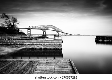 Long Exposure Of Piers In The Patapsco River And The Francis Scott Key Bridge, From Fort Armistead Park, Maryland.