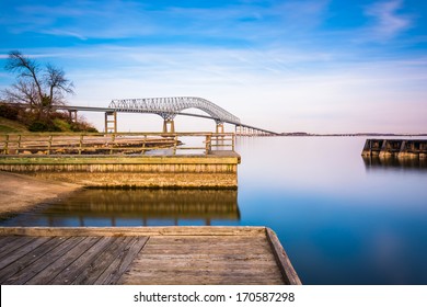 Long Exposure Of Piers In The Patapsco River And The Francis Scott Key Bridge, From Fort Armistead Park, Maryland.