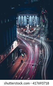 Long Exposure - Royal Stock Exchange - London -  Light Trails - City Of London