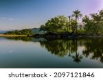 Long exposure shot at Bureh beach lake, Sierra Leone