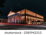 A long exposure shot of the Degollado theater in Guadalajara Mexico at night