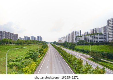 Long exposure shot of a expressway in Singapore which looks empty