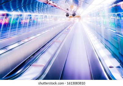 Long Exposure Shot Of Helsinki Metro Escalators