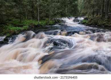 Long exposure shot of rapid on Ijjoki river on cloudy summer day. Waterfalls valley park, Karelia, Russia. - Powered by Shutterstock