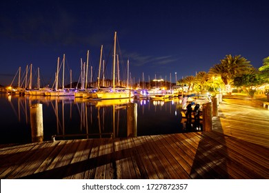 A long exposure shot of sailboats in Jolly Harbour, Antigua. - Shutterstock ID 1727872357