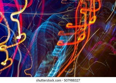 Long exposure small neon lights texture. Modern art. Abstract colourfull neon light. - Shutterstock ID 507988327