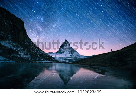 Similar – Foto Bild Matterhorn and Dente Blanche from Riffelsee mountain lake