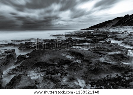 Similar – Beautiful seascape on a cloudy day