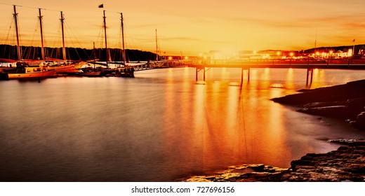 Long Exposure Sunset At Bar Harbor In Acadia, Maine