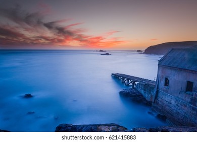 Long exposure of sunset at Lizard Point lighthouse