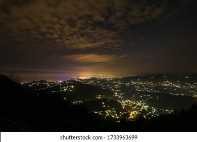 A Long Exposure Trabzon City Taken From Night Hıdırnebi Plateau