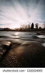 Long Exposure Of Truckee River Downtown Reno