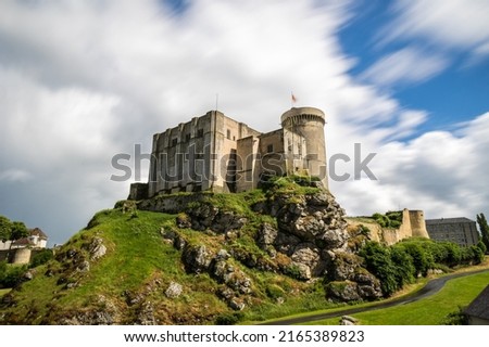 Long exposure view after cloudy weather of the Castle of William the Conqueror in Falaise
