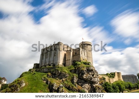 Long exposure view after cloudy weather of the Castle of William the Conqueror in Falaise