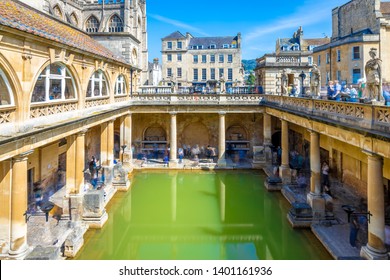 Long exposure view of roman bath in Bath, England - Shutterstock ID 1401161936