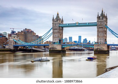 A Long Exposure View Of The Tower Bridge,  A World-famous Symbol Of London, UK