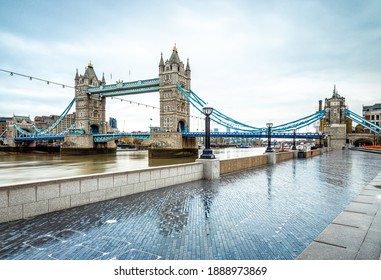 A Long Exposure View Of The Tower Bridge,  A World-famous Symbol Of London, UK