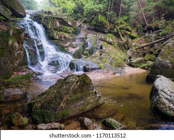 long exposure waterfall Poledni vodopad in Jizerske hory mountain - Shutterstock ID 1170113512
