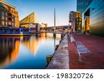 Long exposure of the Waterfront Promenade and the National Aquarium in Baltimore, Maryland.