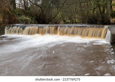 Long Exposure Of The Wtarfall On The Eller Beck River Flowing Past Goathland Train Station