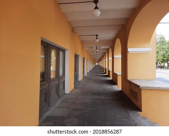 Long Gallery Of Yellow Columns