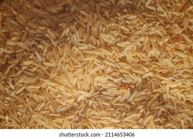 Long grain Basmati rice Close up, top view, high resolution product.