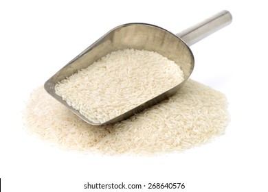 Long Grain Rice On White Background