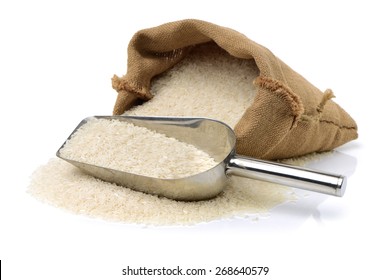 Long Grain Rice On White Background