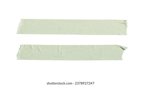 Long green paper masking tape on white background with clipping path