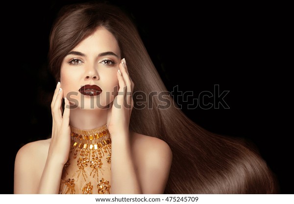Long Hair Brunette Girl Shiny Wavy Stock Photo Edit Now