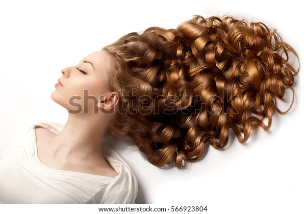 Long Hair Waves Curls Updo Hairstyle Stock Photo Edit Now 566923804