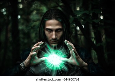 Long Haired White Male With A Mystical Glowing Orb To Signify Power, Magic, Spirituality And So Forth