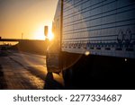 Long Haul 18 Wheel Truck at sunrise or sunset 
