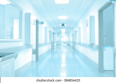 Long Hospital Hallway, Background Unfocused.