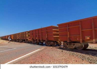 Long iron ore freight train, Pilbara, Western Australia