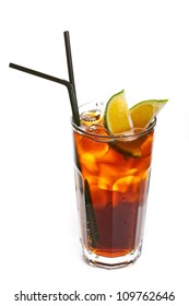 Long Island Ice Tea Coctail Isolated On White Background