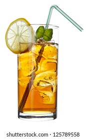 Long Island Iced Tea Long Drink , Isolated On White