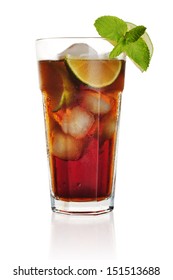 Long Island Iced Tea Long Drink Isolated On White Background