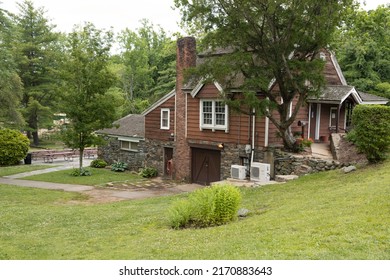 Long Island, New York, USA-June 18, 2022 Old Paper Mill In A Park