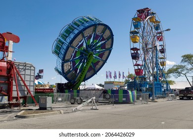 Long Island, New York, USA-September 26, 2021 Rides At A Carnival 