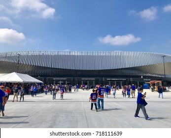 Long Island, NY - Circa 2017: Nassau Coliseum day exterior before Islanders Hockey team return to old arena for pre season game in front of local fans