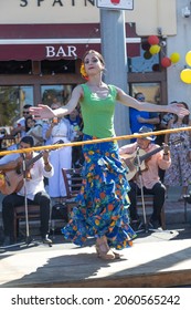 Long Island-New York, USA-September 19, 2021 A Flamingo Dancer Performs At A Street Fair