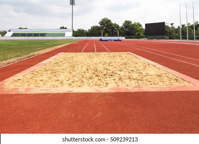 Long Jump Sand Pit In Stadium