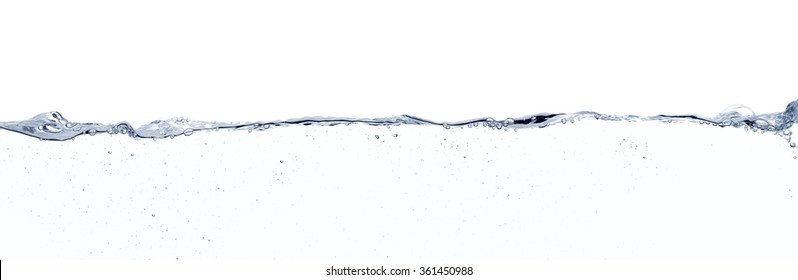 Long line water surface against white background.