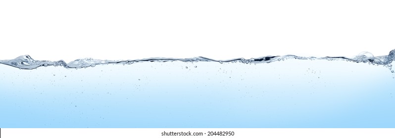 Long Line Water Surface And Turbulence. Blue Background