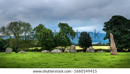 Long Meg and her Daughters Bronze Age Stone Circle at Little Salkeld, Penrith, Cumbria.