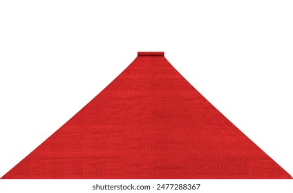 long open red carpet perspective isolated on white background
