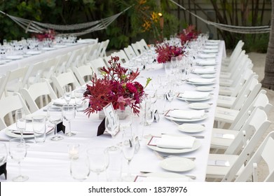 Long Party Table Outdoor Setting