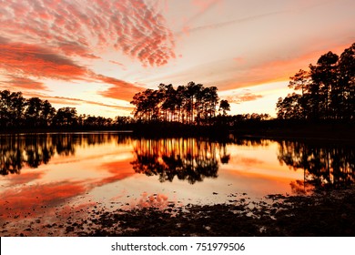 Long Pine Key Lake at Sunset, Everglades National Park, Florida, USA. Everglades National Park is a U.S. National Park in Florida that protects the southern 20 percent of the original Everglades
